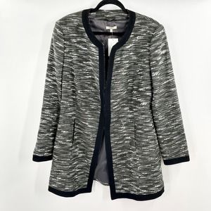 Santorelli Tweed Long Line Coat Virgin Wool Plus Size Green Black Size 14